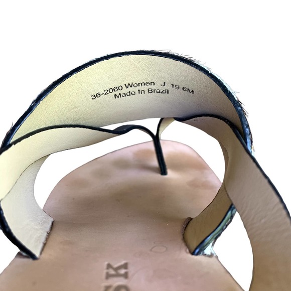 Trask Shay Leather Thong Sandal Slip On Leopard Print Calfhair 6 - Picture 8 of 9